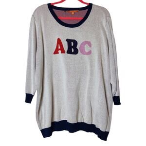 Modcloth My Letter Half ABC Sweater Knit 3/4 Sleeve 4X Retro Twee Academia